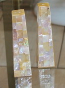 Vintage Salt and Pepper set covered with mother of pearl from the 60s, France