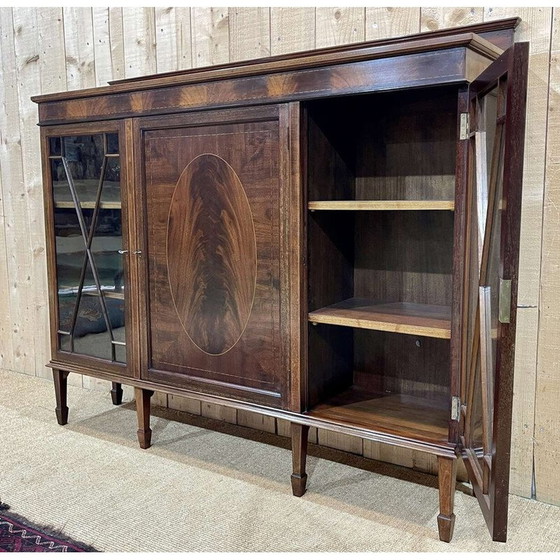 Image 1 of Vintage mahogany 3-door bookcase, 1950