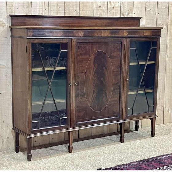 Image 1 of Vintage mahogany 3-door bookcase, 1950
