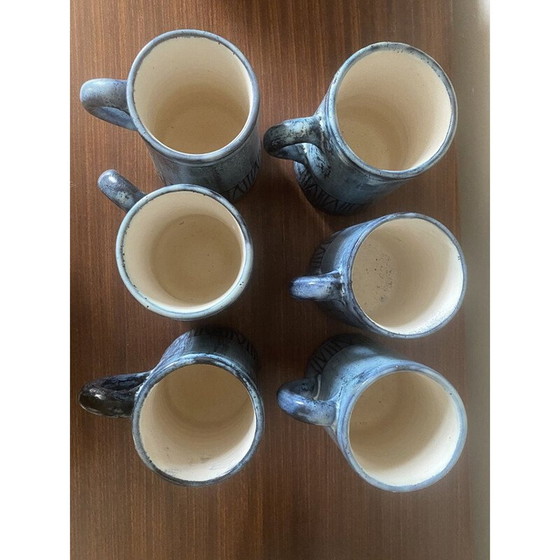 Image 1 of Set of 6 vintage mugs by Jacques Pouchain for Atelier Dieulefit, 1950