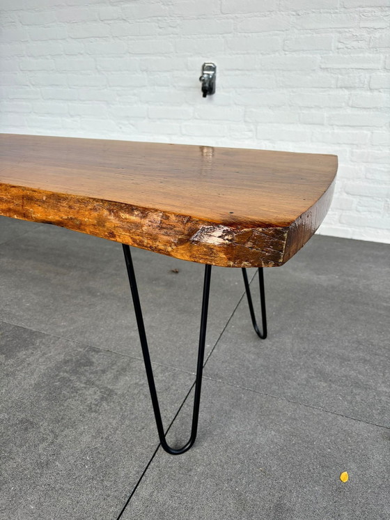 Image 1 of Tavolino da caffè/tavolino laterale in stile vintage con tronco d'albero