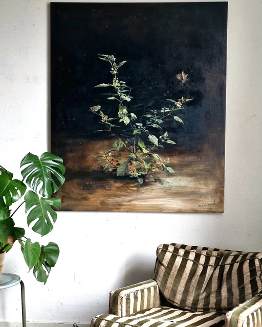 Pintura al óleo Belladona con polillas de Nanouk Weijnen 