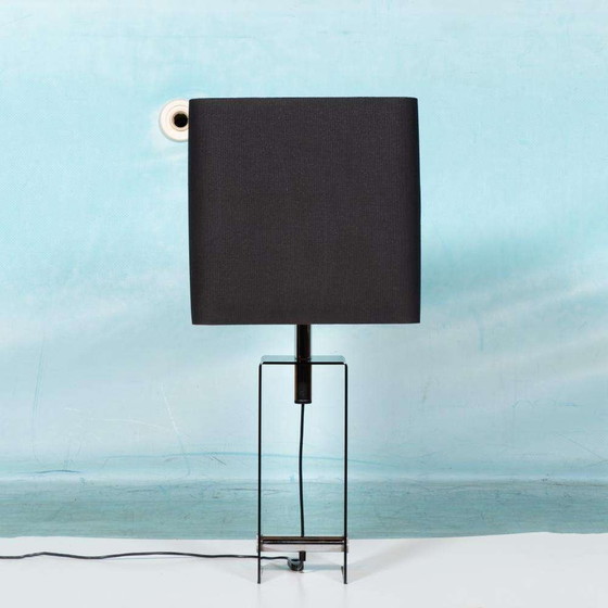 Image 1 of Space age 70s table lamp, minimalist smoke lucite table lamp