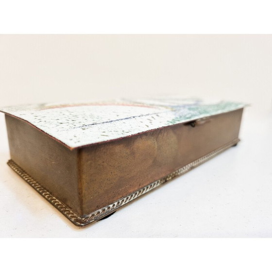 Image 1 of Scatola smaltata in legno e rame, metà secolo, anni '50