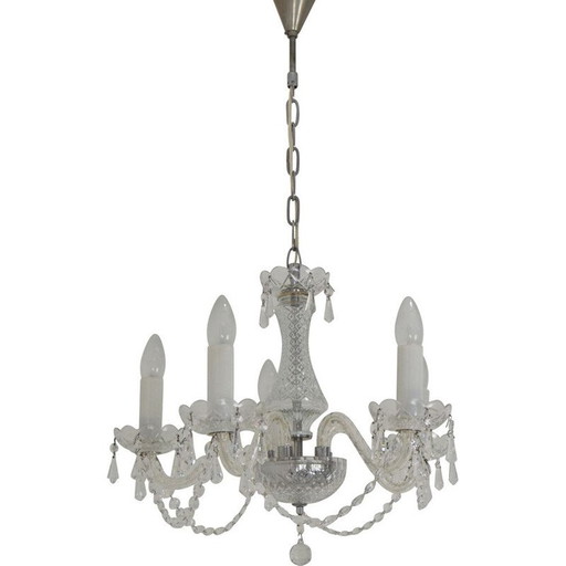 Vintage crystal glass chandelier by Kamenicky Senov, Czechoslovakia 1960