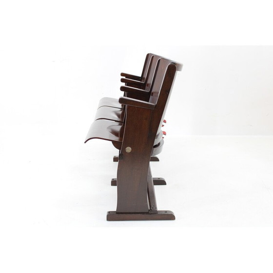 Image 1 of Vintage 3-seater cinema benches in beech wood for Ton, Czechoslovakia 1970