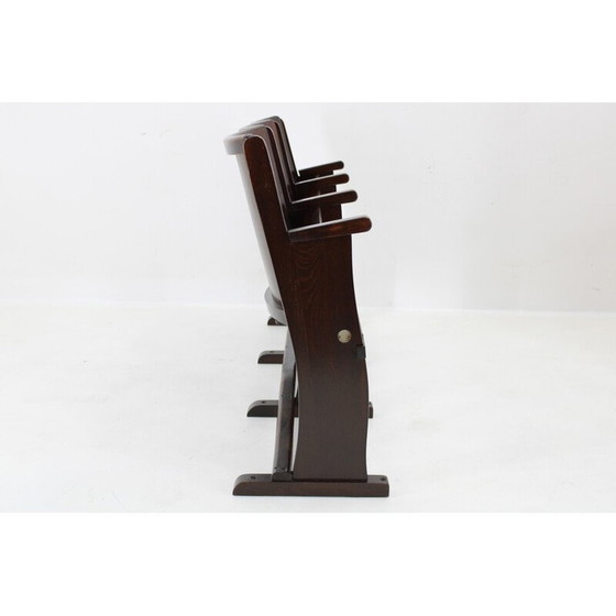Image 1 of Vintage 3-seater cinema benches in beech wood for Ton, Czechoslovakia 1970
