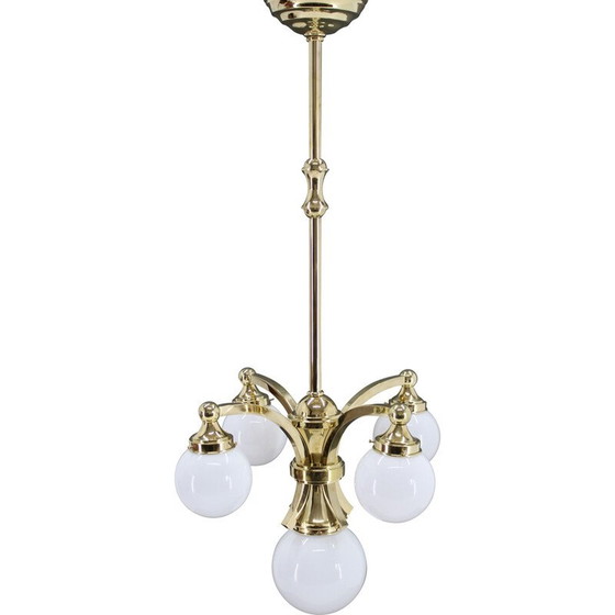 Image 1 of Vintage brass chandelier, Czechoslovakia 1930