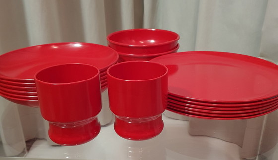 Image 1 of Vintage Gio'Style vaisselle mélamine rouge