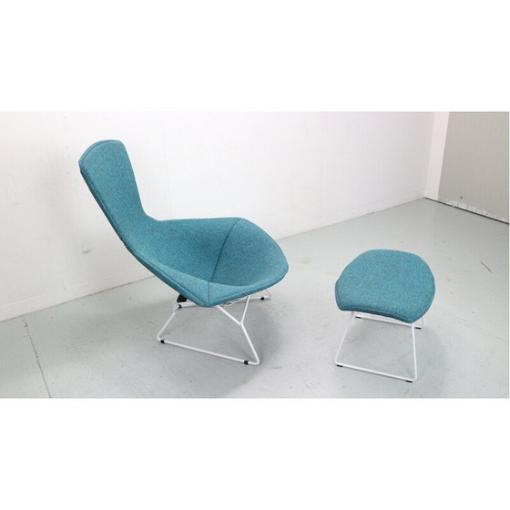 Image 1 of Vintage steel armchair with ottoman by Harry Bertoia for Knoll International, 1952
