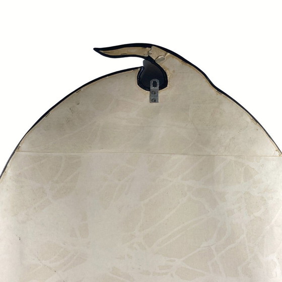 Image 1 of Art Nouveau Wavy Leather Wrapped Mirror, 1950S