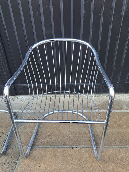 6 sillas vintage con estructura tubular, años 70