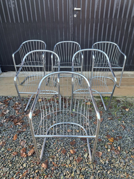 6 sillas vintage con estructura tubular, años 70