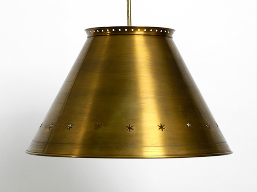 Great Italian XXL Mid Century brass ceiling lamps with long rod | Ø 50 cm | Ø 19.7"