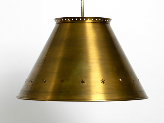 Image 1 of Great Italian XXL Mid Century brass ceiling lamps with long rod | Ø 50 cm | Ø 19.7"