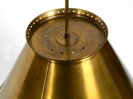 Image 1 of Great Italian XXL Mid Century brass ceiling lamps with long rod | Ø 50 cm | Ø 19.7"