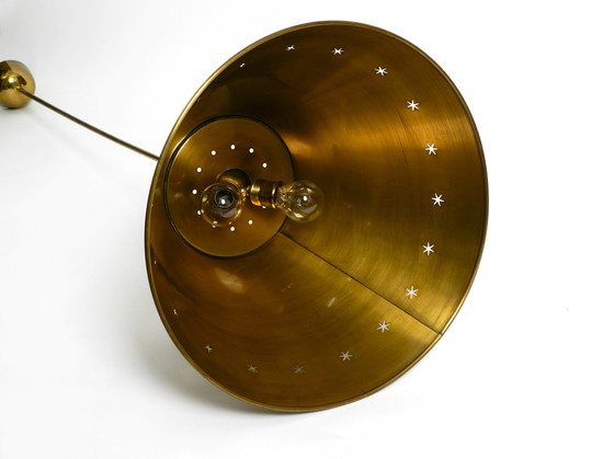 Image 1 of Great Italian XXL Mid Century brass ceiling lamps with long rod | Ø 50 cm | Ø 19.7"