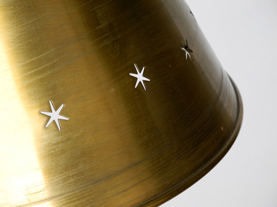 Image 1 of Great Italian XXL Mid Century brass ceiling lamps with long rod | Ø 50 cm | Ø 19.7"