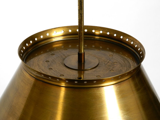 Image 1 of Great Italian XXL Mid Century brass ceiling lamps with long rod | Ø 50 cm | Ø 19.7"