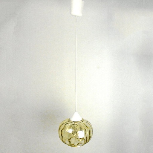 Vintage glass pendant lamp, Poland 1970s