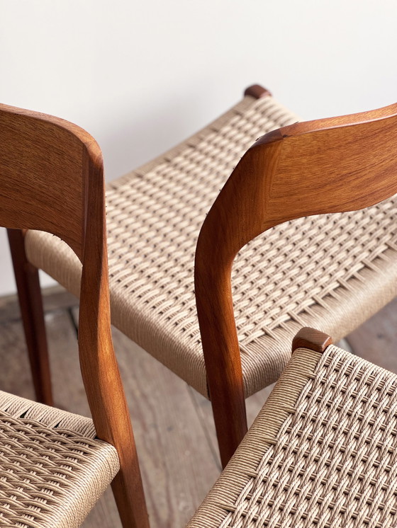 Image 1 of Mid-Century Danish Model 71 Chairs in Teak by Niels O. Møller for J.L. Møllers Furniture Factory, 1950, Set of 4