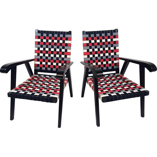 Pair of vintage oak armchairs, 1950s