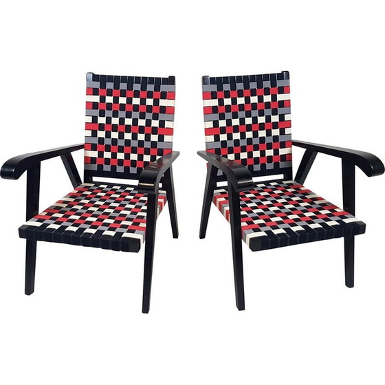 Image 1 of Pair of vintage oak armchairs, 1950s