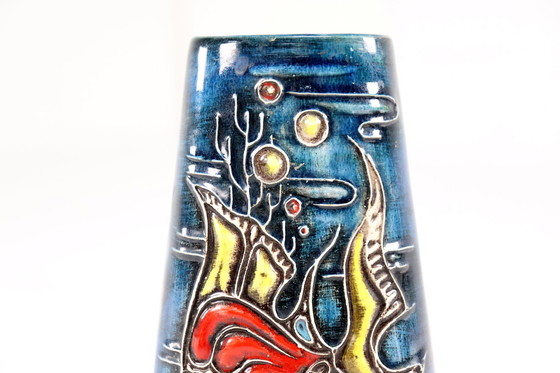 Image 1 of Vintage Ceramic Vase With Fish