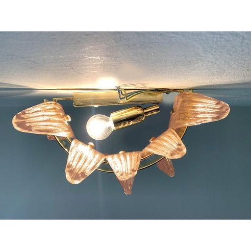 Contemporary Palmetta Wall Light Sconce With Murano Glass