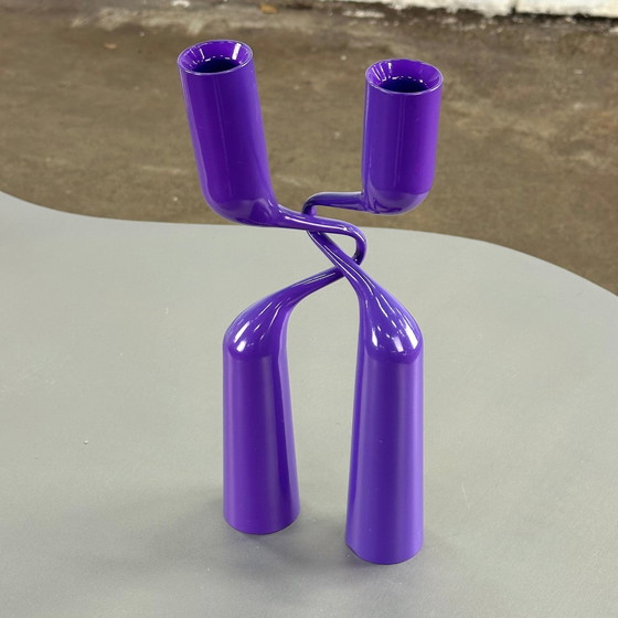 Image 1 of Menu candlestick in purple by Mikaela Dörfel