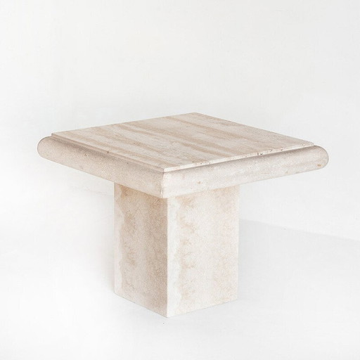 Vintage low / side table. Travertine marble. Italy, 80s