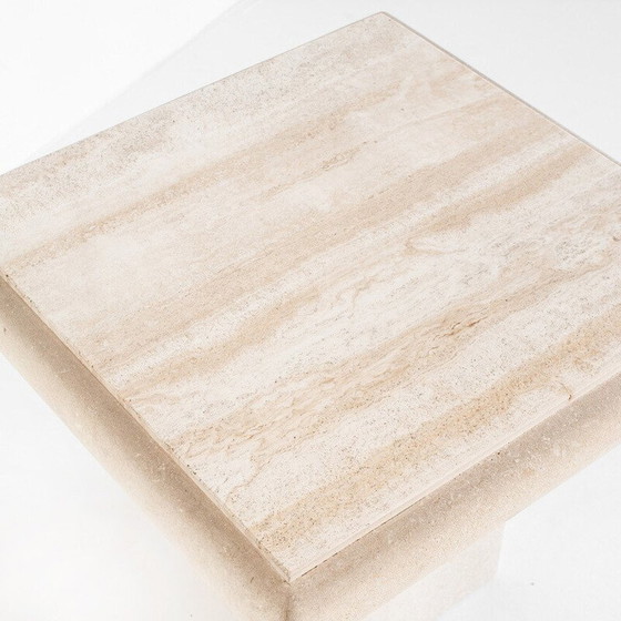 Image 1 of Vintage low / side table. Travertine marble. Italy, 80s