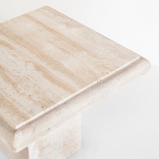 Vintage low / side table. Travertine marble. Italy, 80s