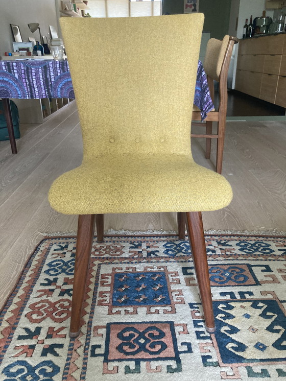 Image 1 of 2x C.J. van Os Culemborg chairs, Dutch design classic from the 1960s. Teak legs, dark yellow upholstery.