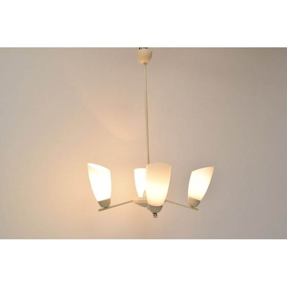 Image 1 of Lampadario vintage in vetro e metallo di Lidokov, Cecoslovacchia, 1970