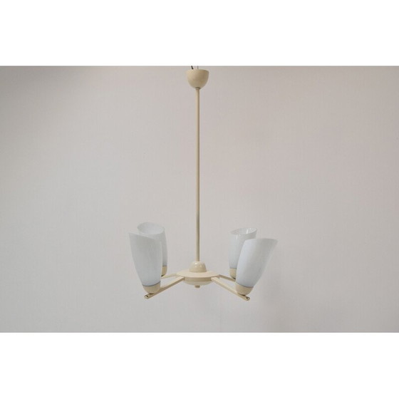 Image 1 of Lampadario vintage in vetro e metallo di Lidokov, Cecoslovacchia, 1970