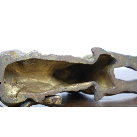 Image 1 of Leone sdraiato d'epoca in ghisa dorata