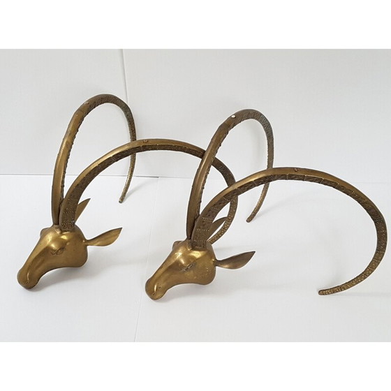 Image 1 of Tavolino da caffè vintage in ottone dorato a forma di testa di ariete