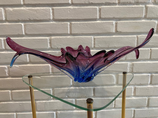 1970s Vintage Pink Violet Blue Murano Glass Centerpiece Cup