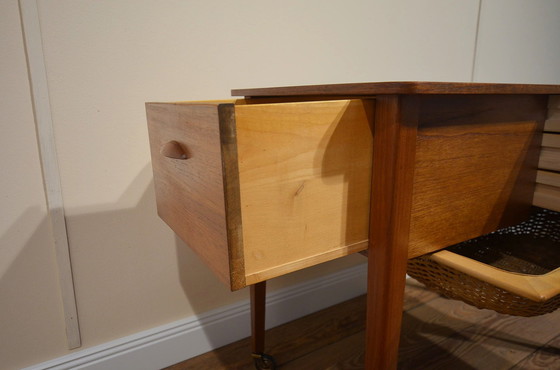 Image 1 of teak sewing table danish modern 60s