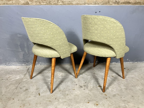 Image 1 of 2x Midcentury upholstered bucket seat