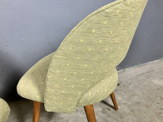 Image 1 of 2x Midcentury upholstered bucket seat