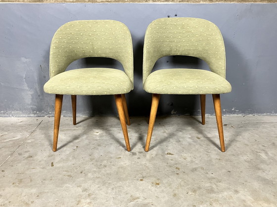 Image 1 of 2x Midcentury upholstered bucket seat