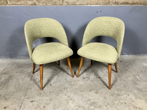 2x Midcentury upholstered bucket seat