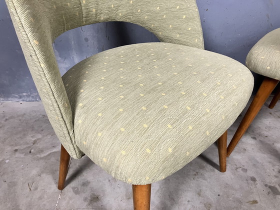 Image 1 of 2x Midcentury upholstered bucket seat