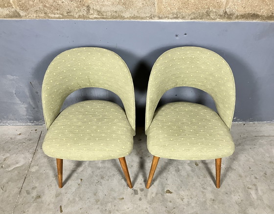 Image 1 of 2x Midcentury upholstered bucket seat