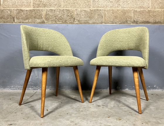 Image 1 of 2x Midcentury upholstered bucket seat