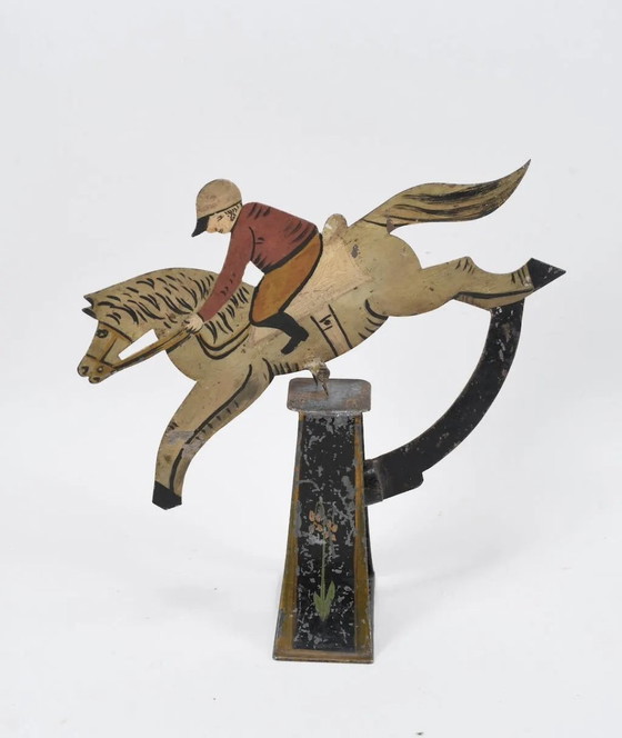 Image 1 of Antique toy: A mobile riding set made of painted iron