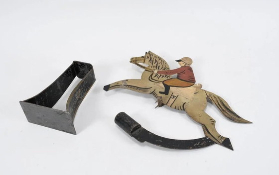 Image 1 of Antique toy: A mobile riding set made of painted iron