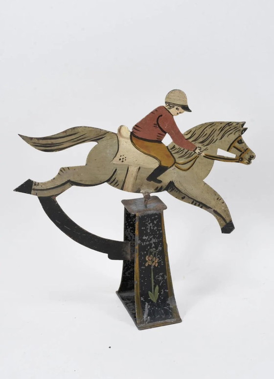 Image 1 of Antique toy: A mobile riding set made of painted iron